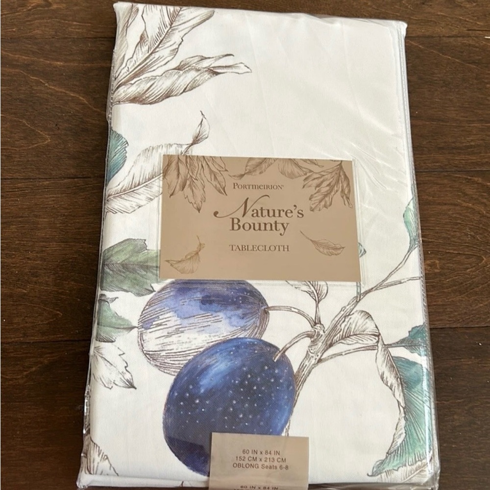Portmeirion Natures Bounty Tablecloth New 60”x84” Floral Vegetables